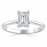 Кольцо для Помолвки с Бриллиантом огранки «Эмеральд» 0,70 ct в Белом Золоте 750 пробы