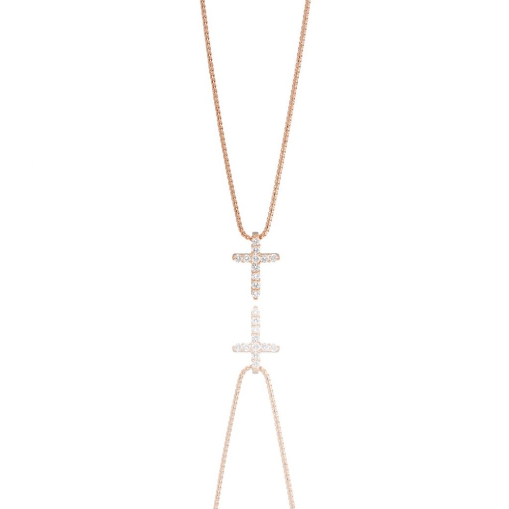 Cross with Diamonds 1,75 mm, 0,27 ct in 750 red gold - фото