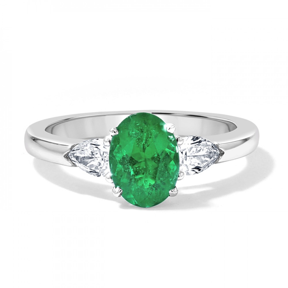 Каблучка зі Смарагдом 0,41 ct та Діамантами 0,22 ct у Білому Золоті 750 проби - фото
