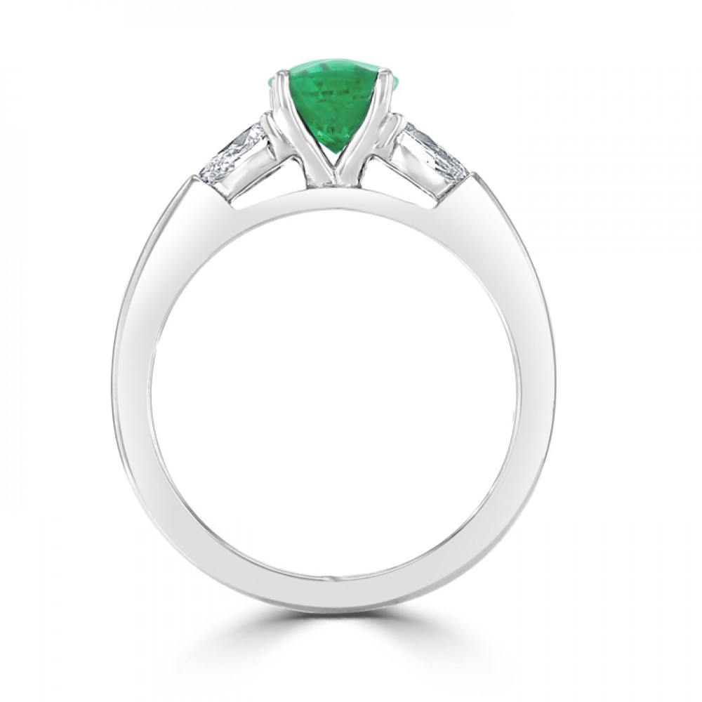 Каблучка зі Смарагдом 0,41 ct та Діамантами 0,22 ct у Білому Золоті 750 проби - фото