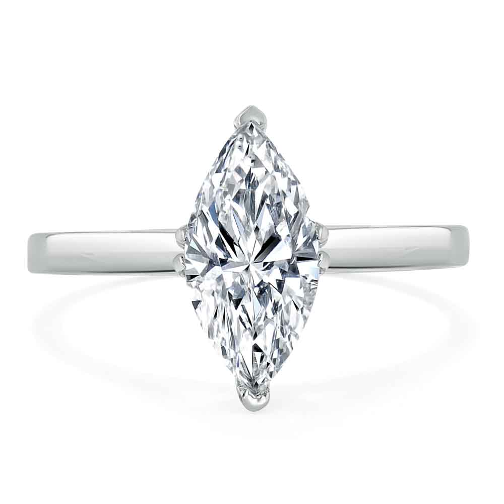 Кольцо с Бриллиантом огранки «Маркиз» 0,55 ct в Белом Золоте 750 пробы - фото