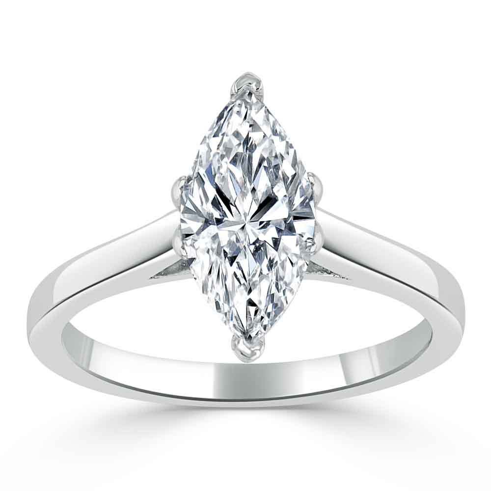 Кольцо с Бриллиантом огранки «Маркиз» 0,55 ct в Белом Золоте 750 пробы - фото