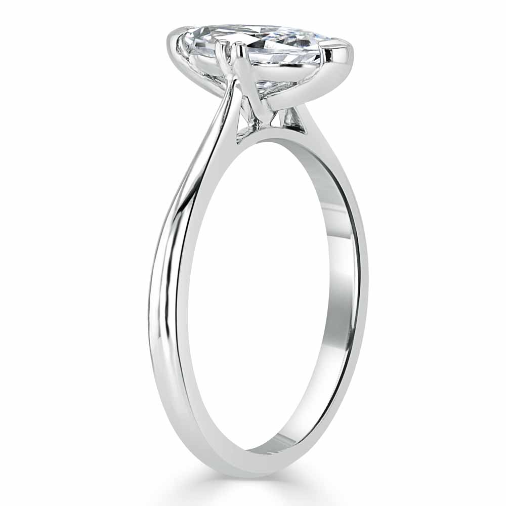 Кольцо с Бриллиантом огранки «Маркиз» 0,55 ct в Белом Золоте 750 пробы - фото