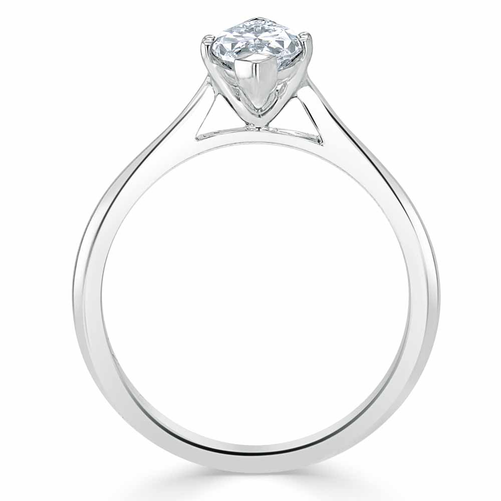 Кольцо с Бриллиантом огранки «Маркиз» 0,55 ct в Белом Золоте 750 пробы - фото