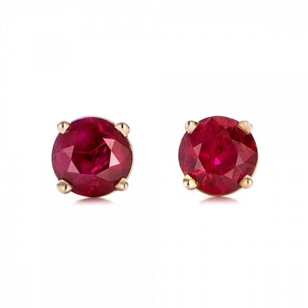Сережки Пусети з Рубінами 0,58 ct з Червоного Золота 750 проби - фото