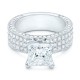 Кольцо для Помолвки с Центральным Бриллиантом Принцесса 2,23 ct и инкрустацией 5,25 ct в Белом Золоте - фото