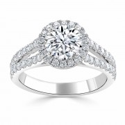 Кольцо для Помолвки с Бриллиантом 0,70 ct и инкрустацией 0,98 ct в Белом Золоте 750 пробы