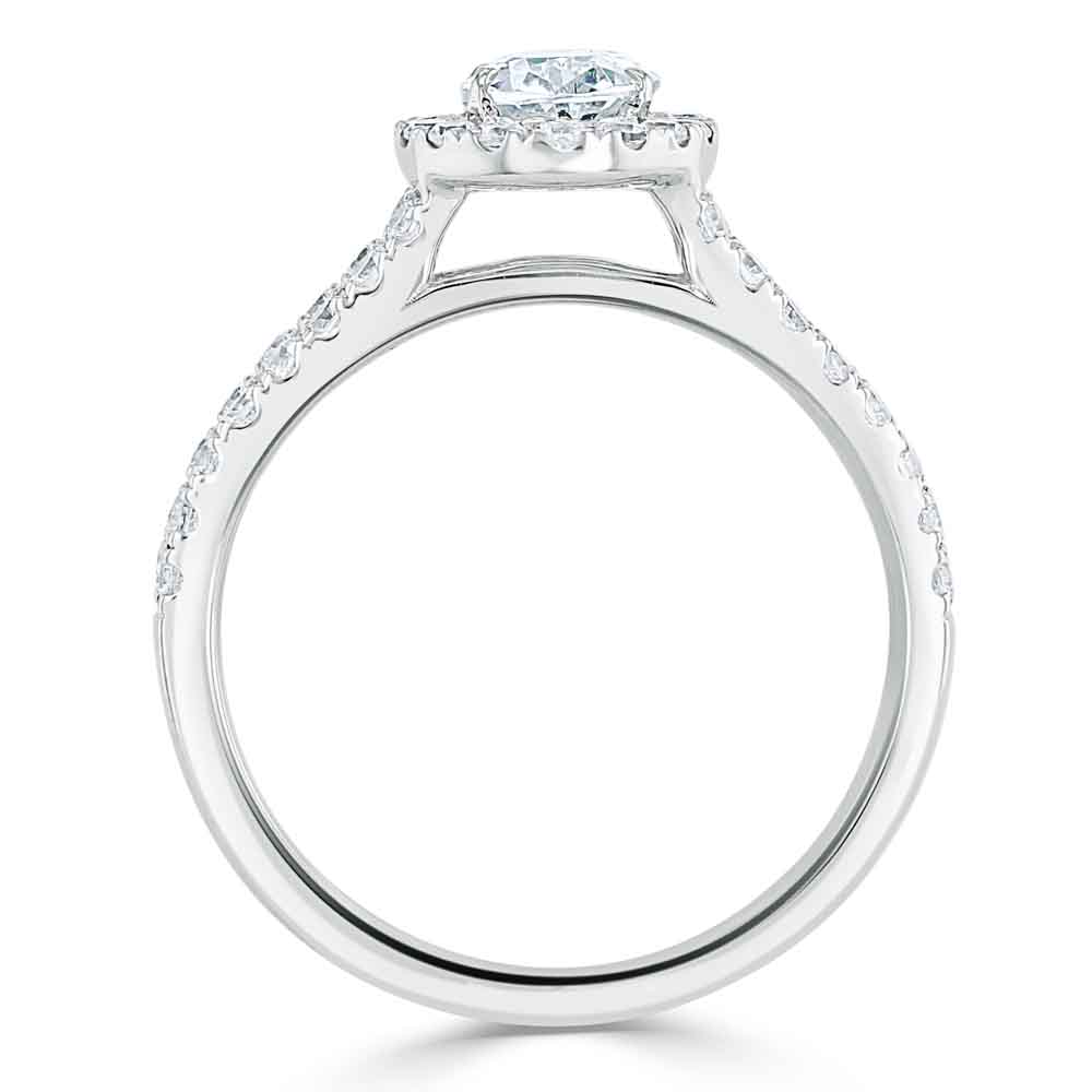 Кольцо с Центральным Бриллиантом огранки «Овал» 0,57 ct и россыпью 0,70 ct в Белом Золоте - фото