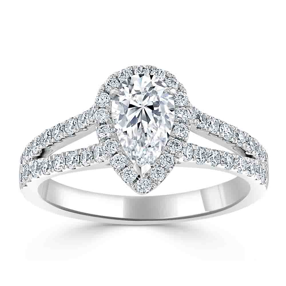 Engagement Ring with 0,70 ct Central Diamond and 0,98 ct Scattering in White Gold - фото