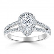 Кольцо для Помолвки с Центральным Бриллиантом 0,70 ct и россыпью 0,98 ct в Белом Золоте