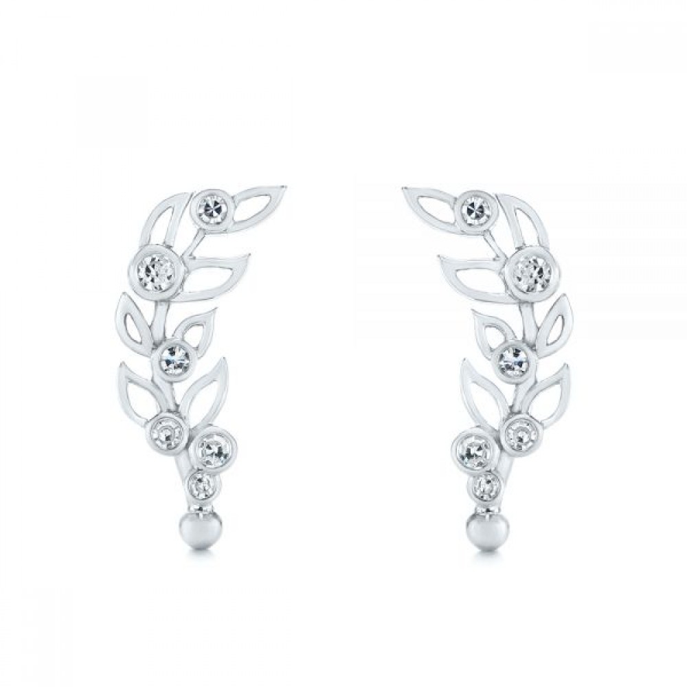 Сережки Пусети з Діамантами 0,24 ct з Білого Золота 750 проби - фото
