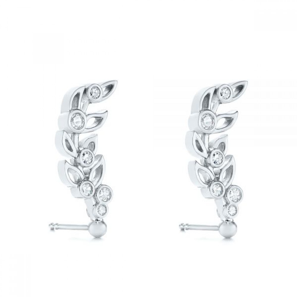 Сережки Пусети з Діамантами 0,24 ct з Білого Золота 750 проби - фото