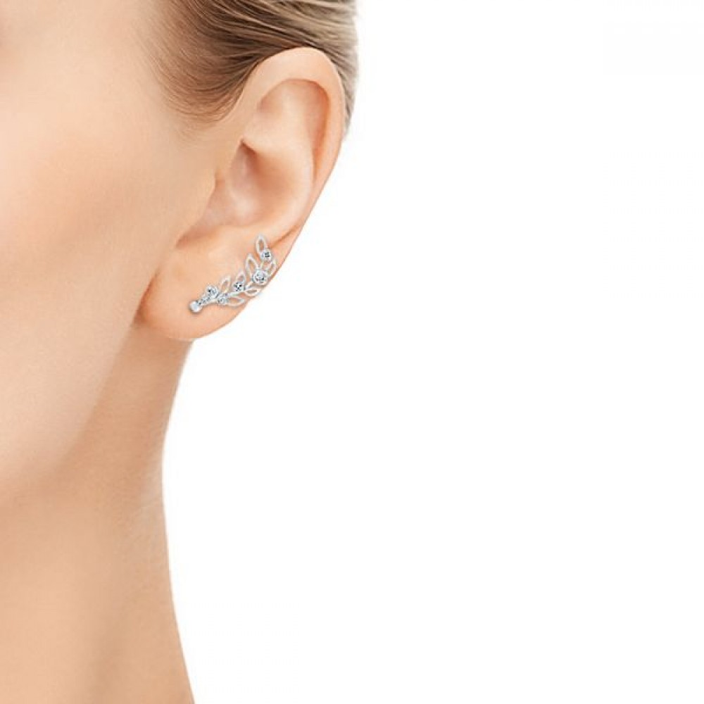 Сережки Пусети з Діамантами 0,24 ct з Білого Золота 750 проби - фото