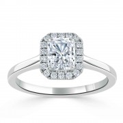 Кольцо для Помолвки с Центральным Бриллиантом «Радиант» 0,55 ct в Белом Золоте 750 пробы