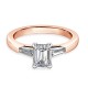 Кольцо с Центральным Бриллиантом 0,40 ct и боковыми Бриллиантами 0,32 ct в Красном Золоте 750 пробы - фото
