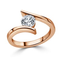 Колечко с круглым Бриллиантом 0,51 ct из Красного Золота 750 пробы