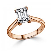 Кольцо для Помолвки с Бриллиантом огранки «Эмеральд» 0,70 ct в Красном Золоте 750 пробы
