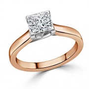 Кольцо для Помолвки с Бриллиантом огранки «Принцесса» 0,57 ct в Красном Золоте 750 пробы