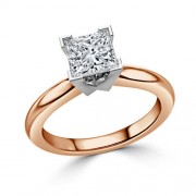 Кольцо для Помолвки с Бриллиантом «Принцесса» 0,72 ct в Красном Золоте