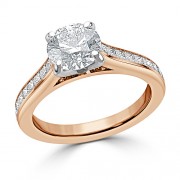Кольцо для Помолвки с круглым Бриллиантом 0,55 ct и россыпью 1,36 ct в Красном Золоте 750 пробы