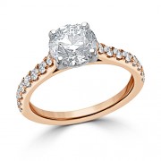 Кольцо для Помолвки из Красного Золота с Бриллиантом 0,84 ct и россыпью 0,56 ct