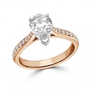 Кольцо для Помолвки с Бриллиантом огранки «Груша» 0,52 ct и россыпью 0,56 ct в Красном Золоте