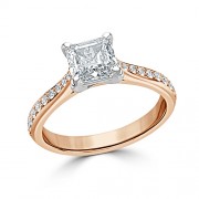 Кольцо для Помолвки с Бриллиантом огранки «Ашер» 0,53 ct из Красного Золота 750 пробы