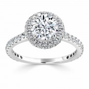 Кольцо для Помолвки с Центральным Бриллиантом 0,70 ct и россыпью 1,45 ct в Белом Золоте 750 пробы