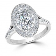 Кольцо для Помолвки с Центральным Бриллиантом 0,58 ct и россыпью 0,80 ct в Белом Золоте 750 пробы