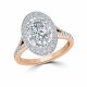 Кольцо для Помолвки с Центральным Бриллиантом 0,58 ct и россыпью 0,80 ct в Красном Золоте 750 пробы - фото