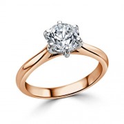 Кольцо для Помолвки с Бриллиантом 0,70 ct из Красного Золота
