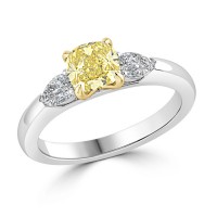 Утончённое Кольцо с Желтым Бриллиантом 0,62 ct из Белого Золота 750 пробы