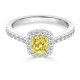 Ослепительное Кольцо для Помолвки с Желтым Бриллиантом 0,43 ct и Инкрустацией Бриллиантов в 0,28 ct - фото