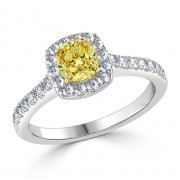 Ослепительное Кольцо для Помолвки с Желтым Бриллиантом 0,43 ct и Инкрустацией Бриллиантов в 0,28 ct