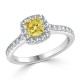 Ослепительное Кольцо для Помолвки с Желтым Бриллиантом 0,43 ct и Инкрустацией Бриллиантов в 0,28 ct - фото