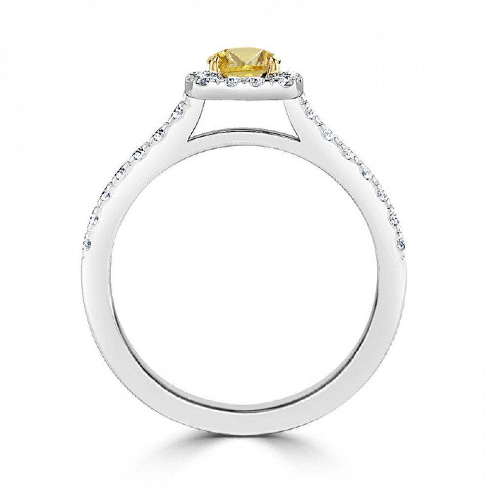 Ослепительное Кольцо для Помолвки с Желтым Бриллиантом 0,43 ct и Инкрустацией Бриллиантов в 0,28 ct - фото