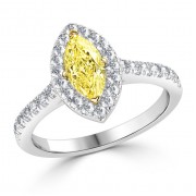 Кольцо с Желтым Бриллиантом 0,5 ct и россыпью Бриллиантов в 0,32 ct