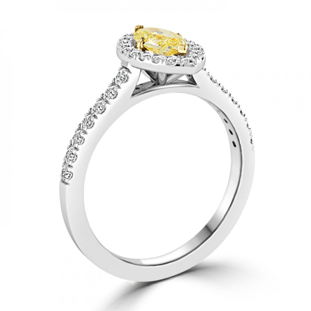 Кольцо с Желтым Бриллиантом 0,5 ct и россыпью Бриллиантов в 0,32 ct - фото