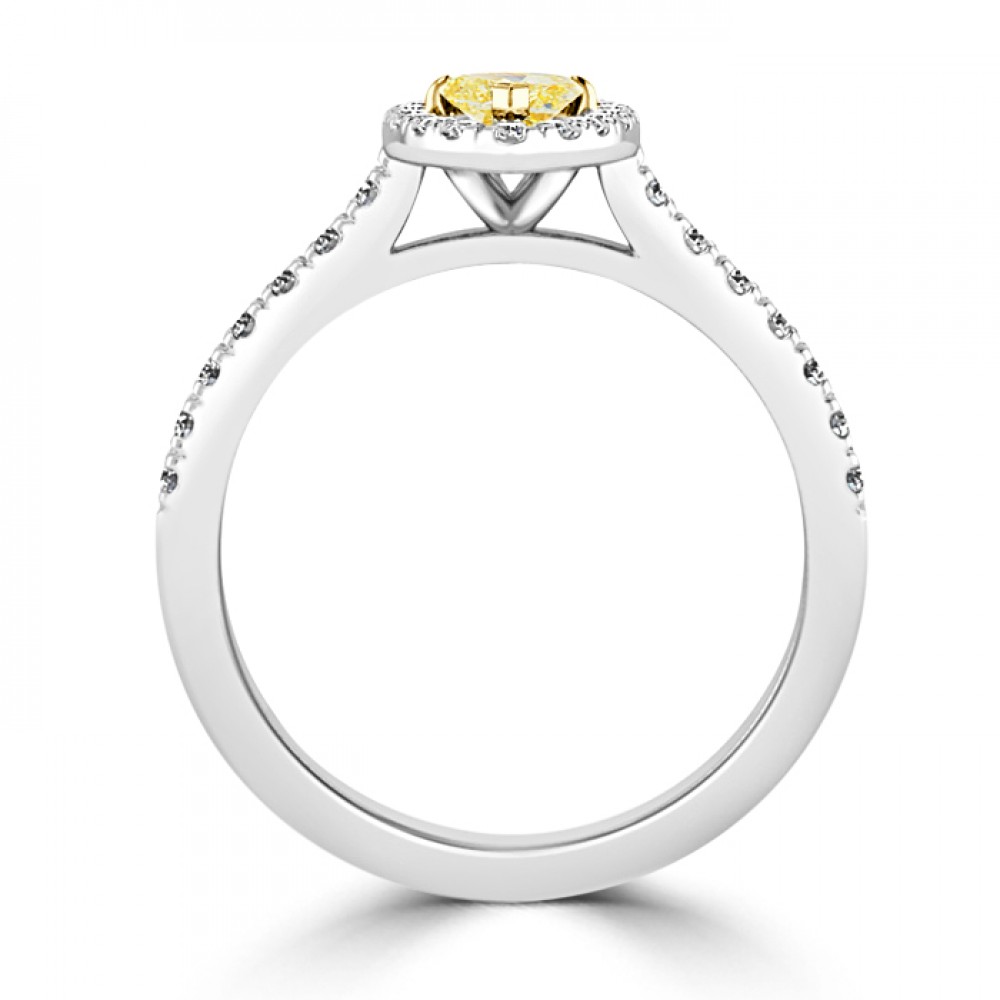 Кольцо с Желтым Бриллиантом 0,5 ct и россыпью Бриллиантов в 0,32 ct - фото