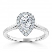 Кольцо для Помолвки с Бриллиантом огранки «Груша» 0,52 ct и россыпью 0,18 ct