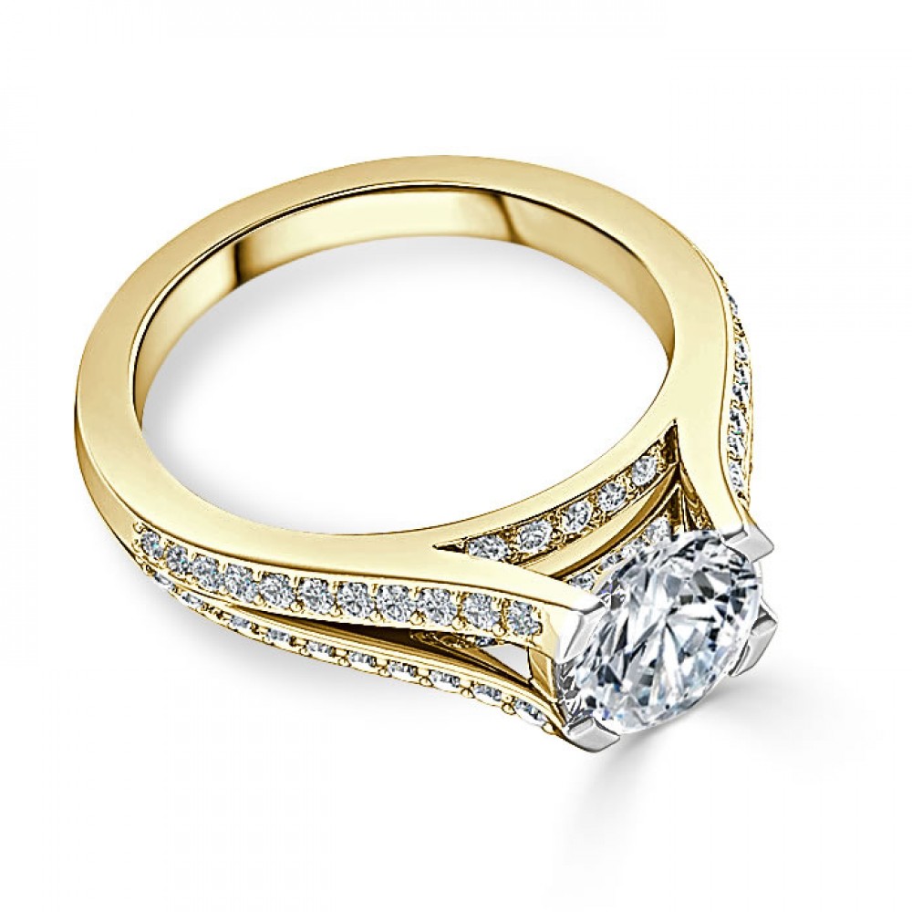 Engagement Ring with 0,80 ct "Circle" Diamond and 0,95 ct inlay in 750 yellow gold - фото