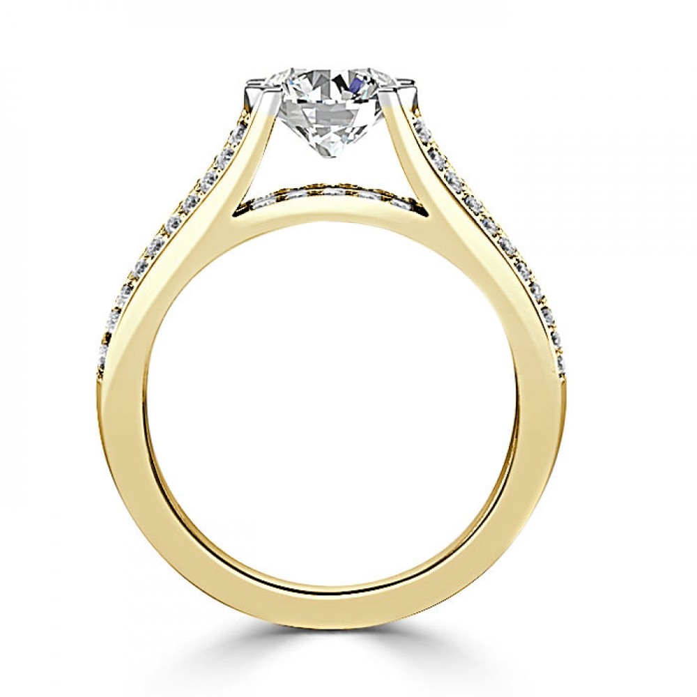 Engagement Ring with 0,80 ct "Circle" Diamond and 0,95 ct inlay in 750 yellow gold - фото