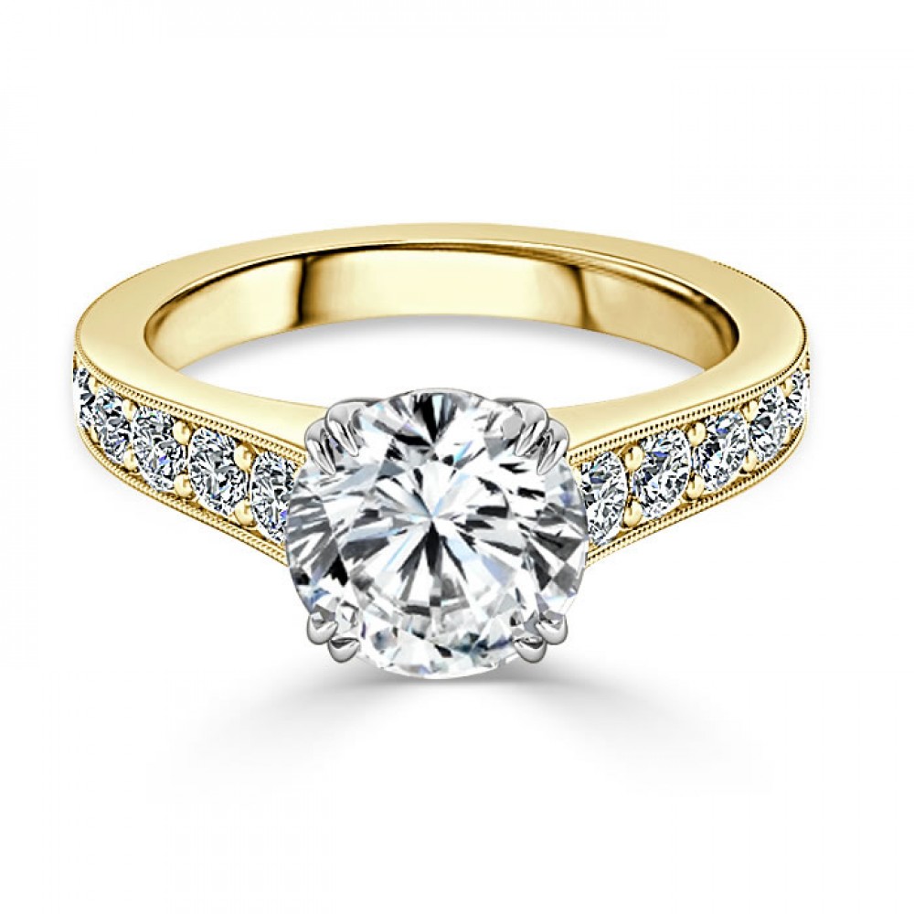 Кольцо с Бриллиантом 0,82 ct в Желтом Золоте - фото