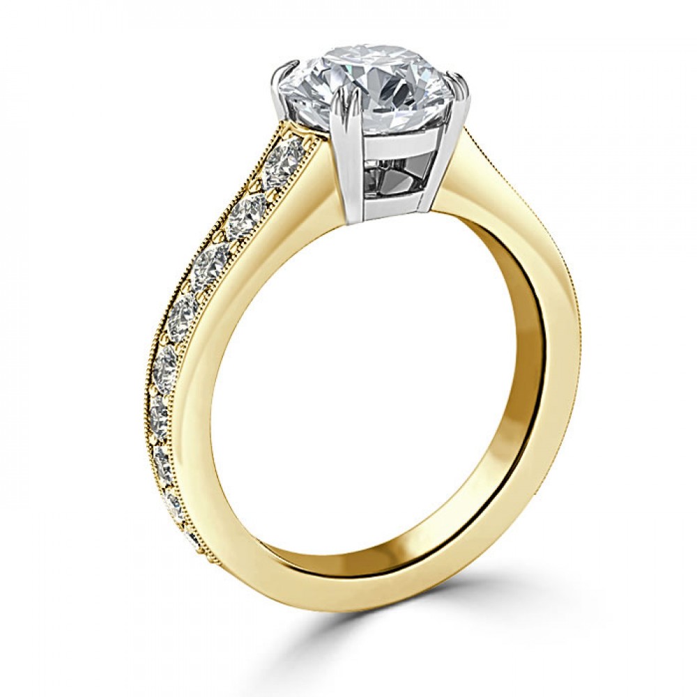 Кольцо с Бриллиантом 0,82 ct в Желтом Золоте - фото