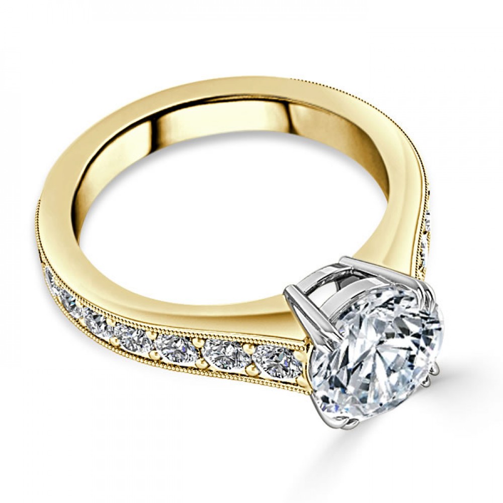 Кольцо с Бриллиантом 0,82 ct в Желтом Золоте - фото