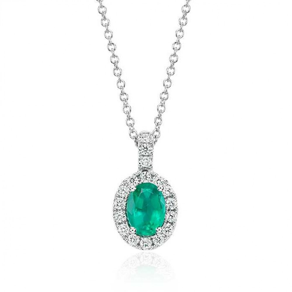 Pendant with 1,08 ct Emerald and 0,19 ct diamond incrustation - фото