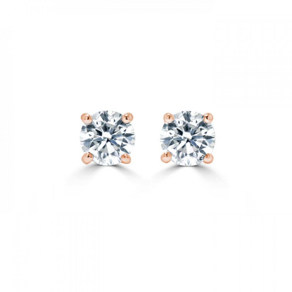 Классические Серьги Пусеты из Красного Золота 750 пробы с Бриллиантами 0,22 ct - фото