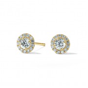 Сережки Пусети з центральними Діамантами 0,36 ct та інкрустацією 0,26 ct з Жовтого Золота 750 проби