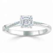 Кольцо для Помолвки с Бриллиантом «Ашер» 0,50 ct и инкрустацией 0,44 ct в Белом Золоте 750 пробы