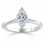 Кольцо для Помолвки из Белого Золота с Бриллиантом «Маркиз» 0,45 ct и россыпью 0,44 ct